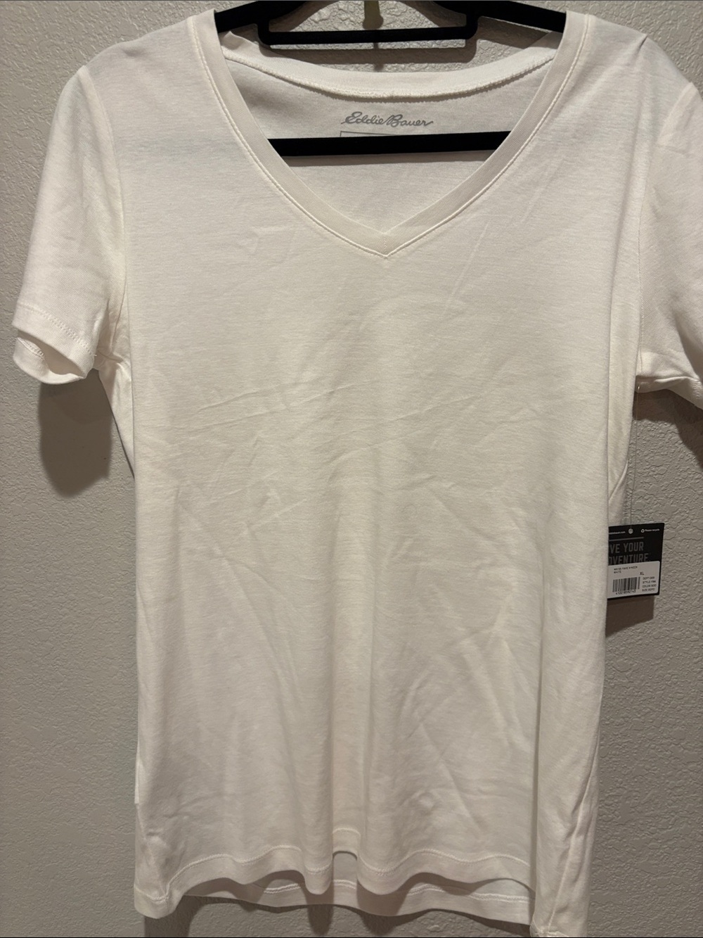 Eddie Bauer White V-Neck Tee Shirt  100% Cotton NWT